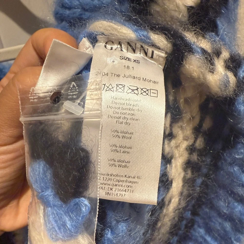 Ganni Julliard Mohair Blue and Black Striped Sweater - Picture 4 of 4